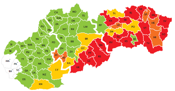 Mapa štátnej pomoci podľa regiónov